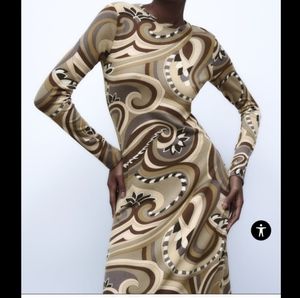 Zara Multicolor Swirl Midi Dress